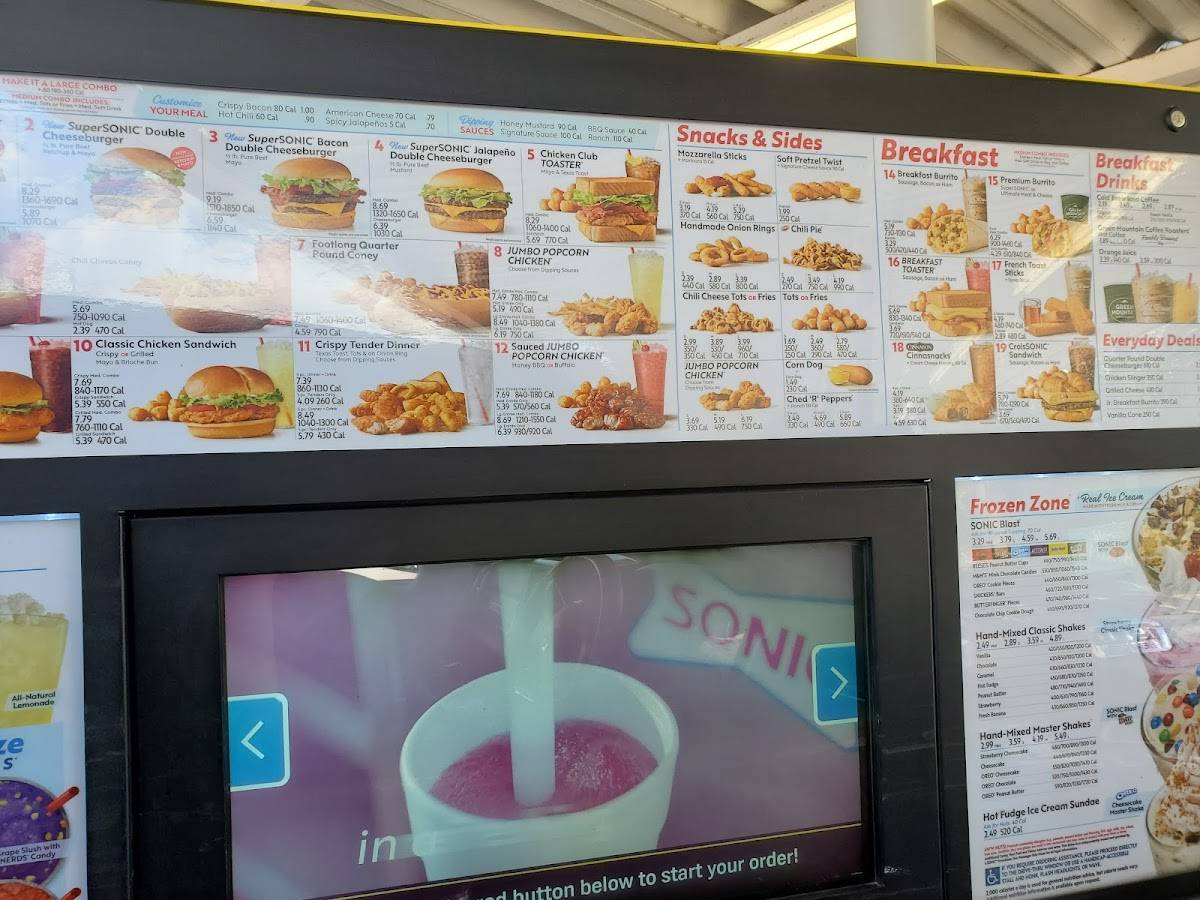 Sonic Drive-In меню