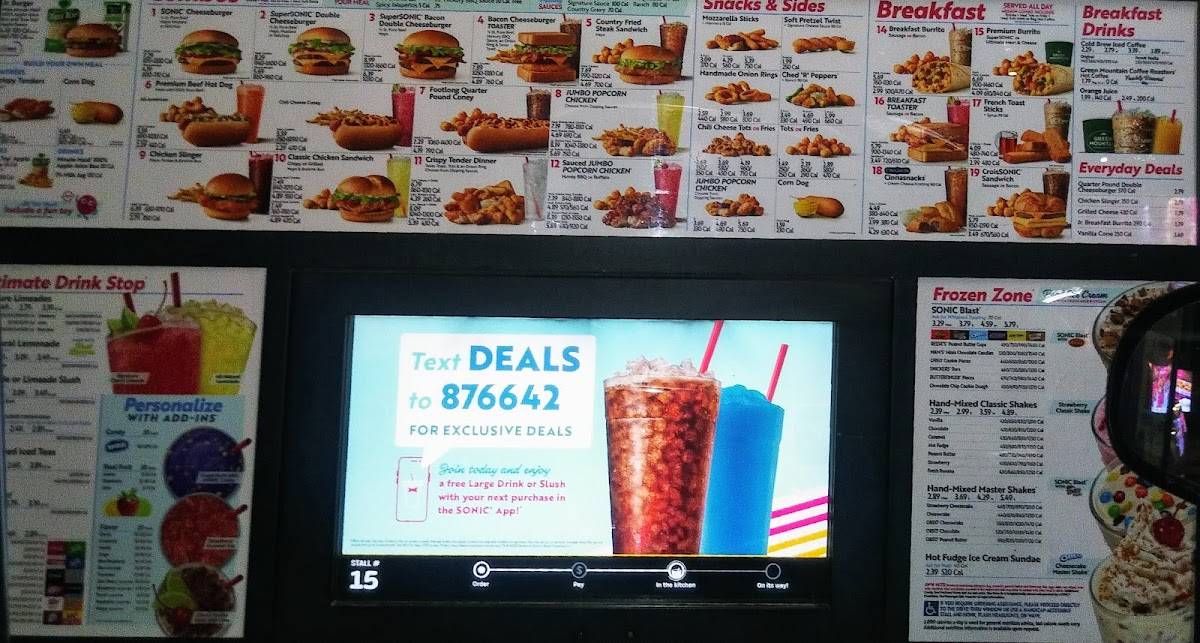 Sonic Drive-In меню