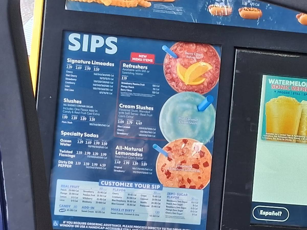 Sonic Drive-In меню