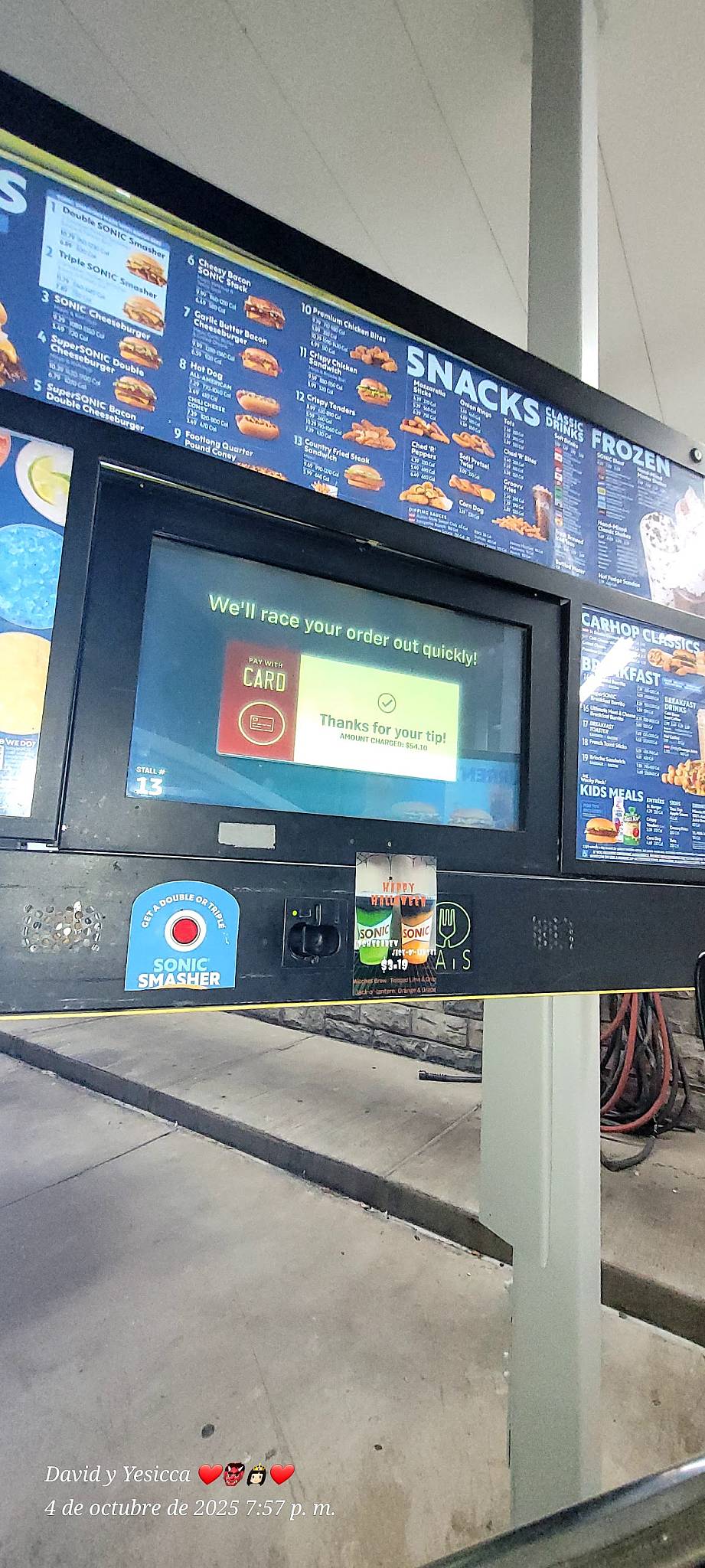 Sonic Drive-In меню