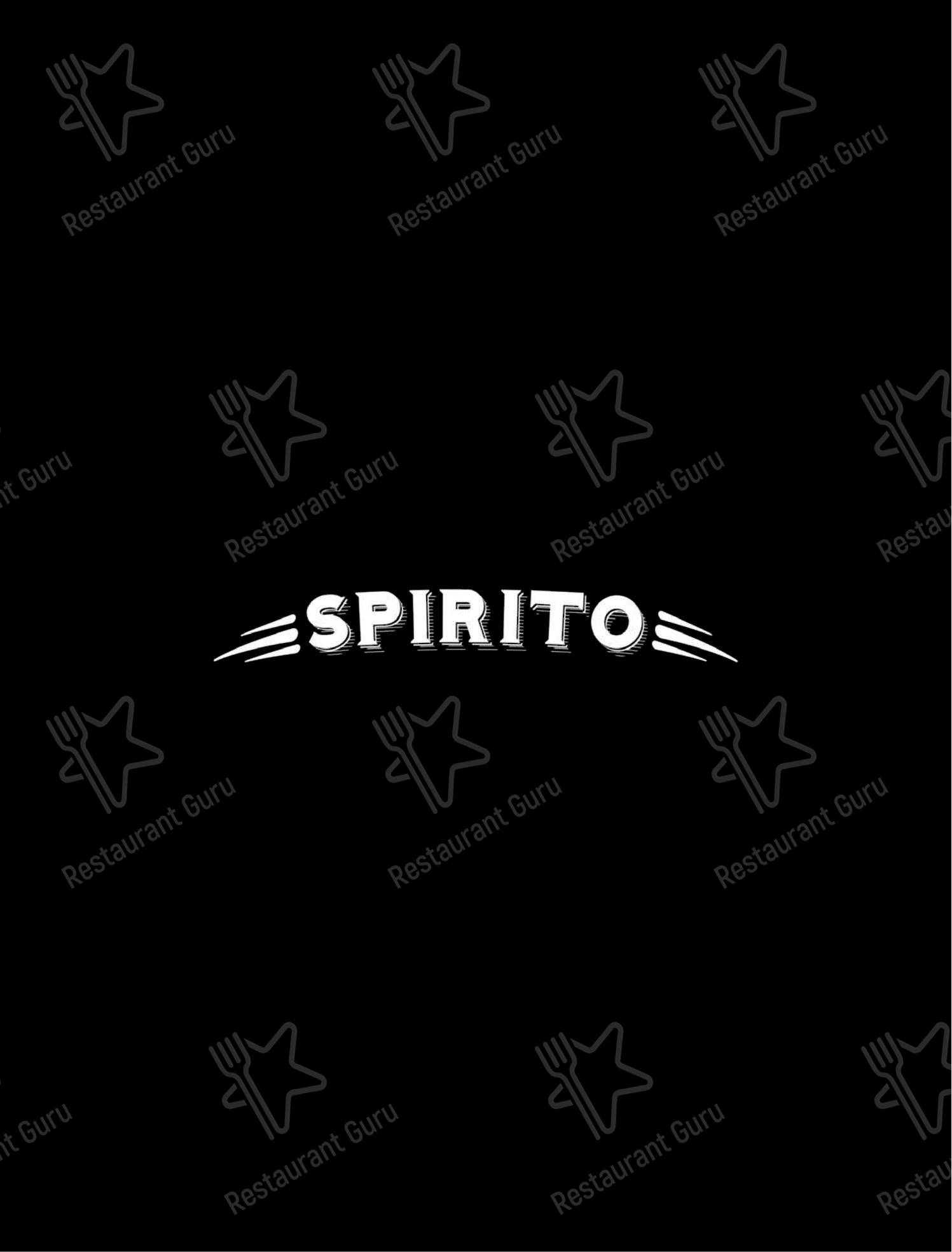 Меню паба и бара Spirito - Меню