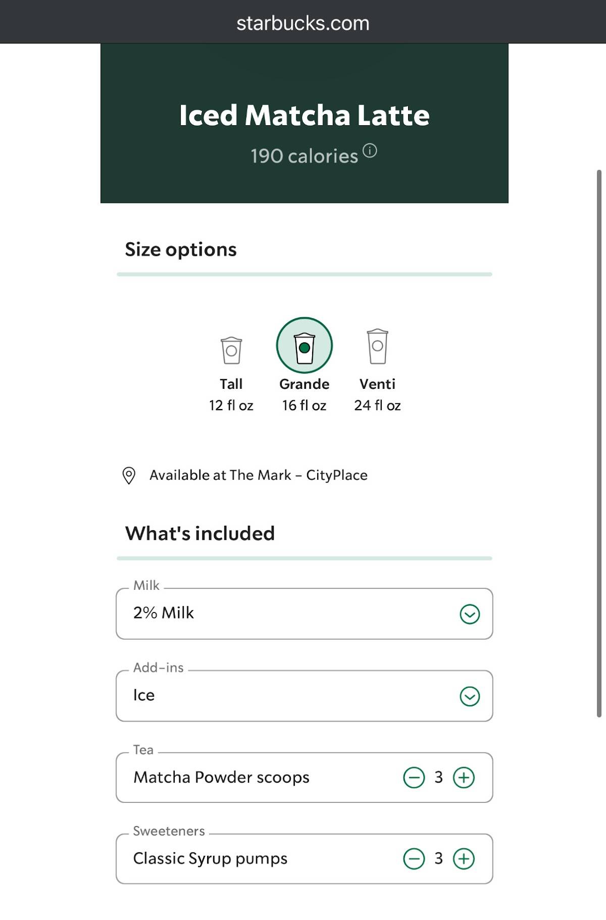 Starbucks меню