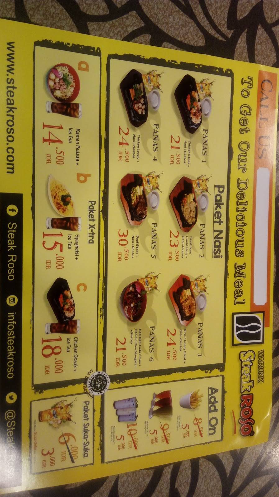 Steak Roso Subang меню