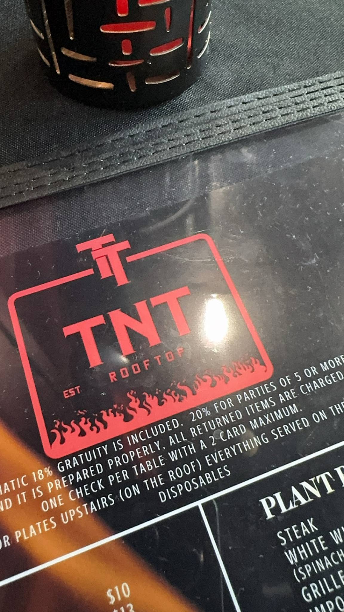 TNT Rooftop Restaurant меню
