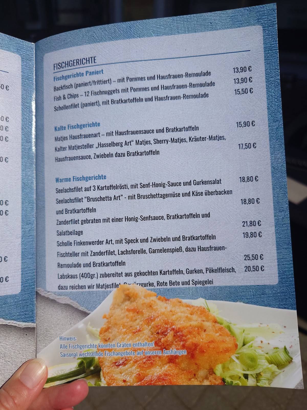 Strandrestaurant Hasselberg меню