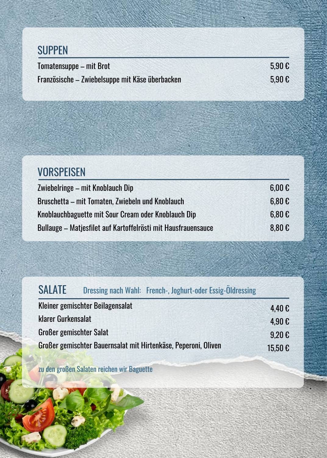 Strandrestaurant Hasselberg меню