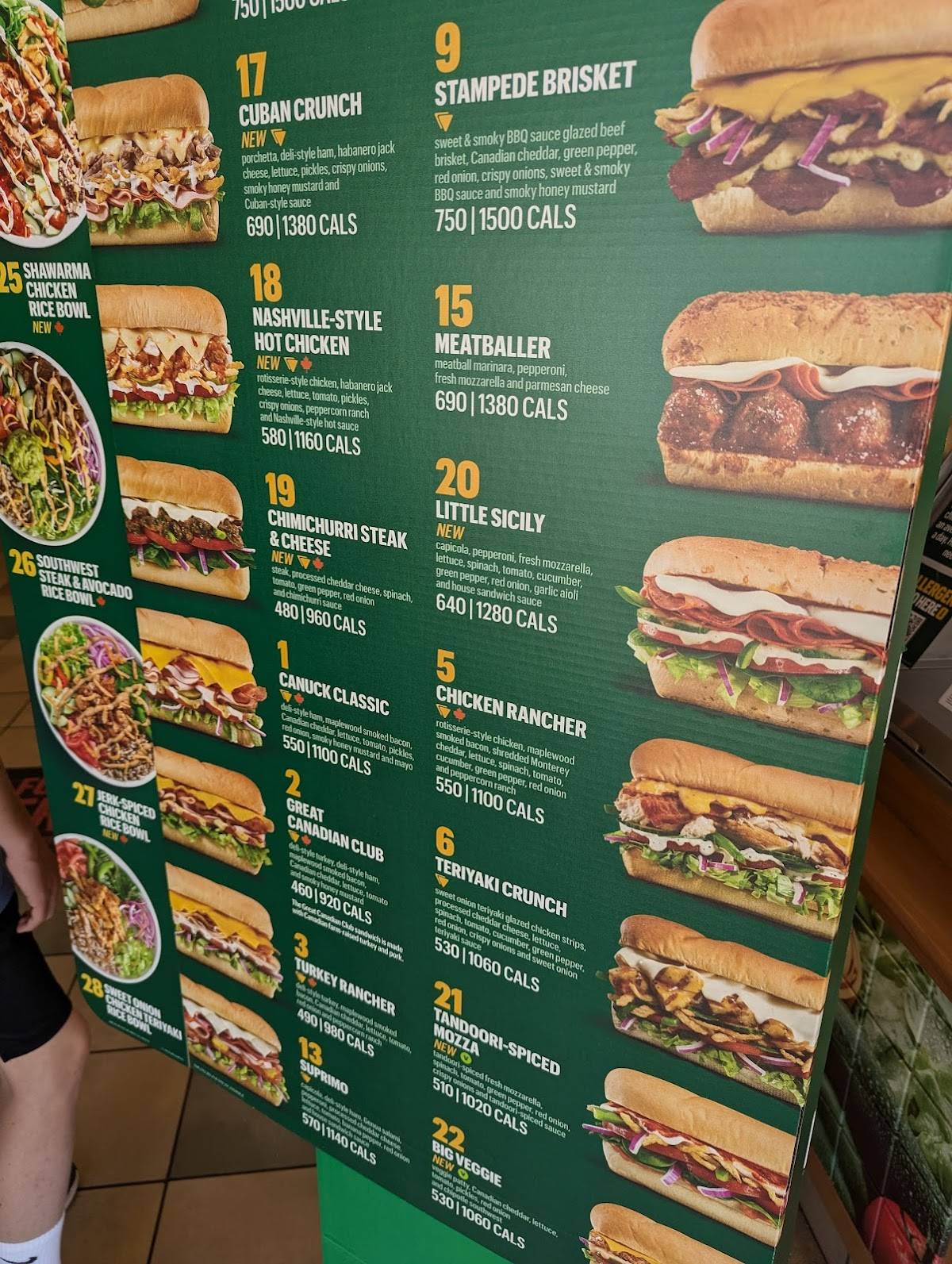 Subway меню