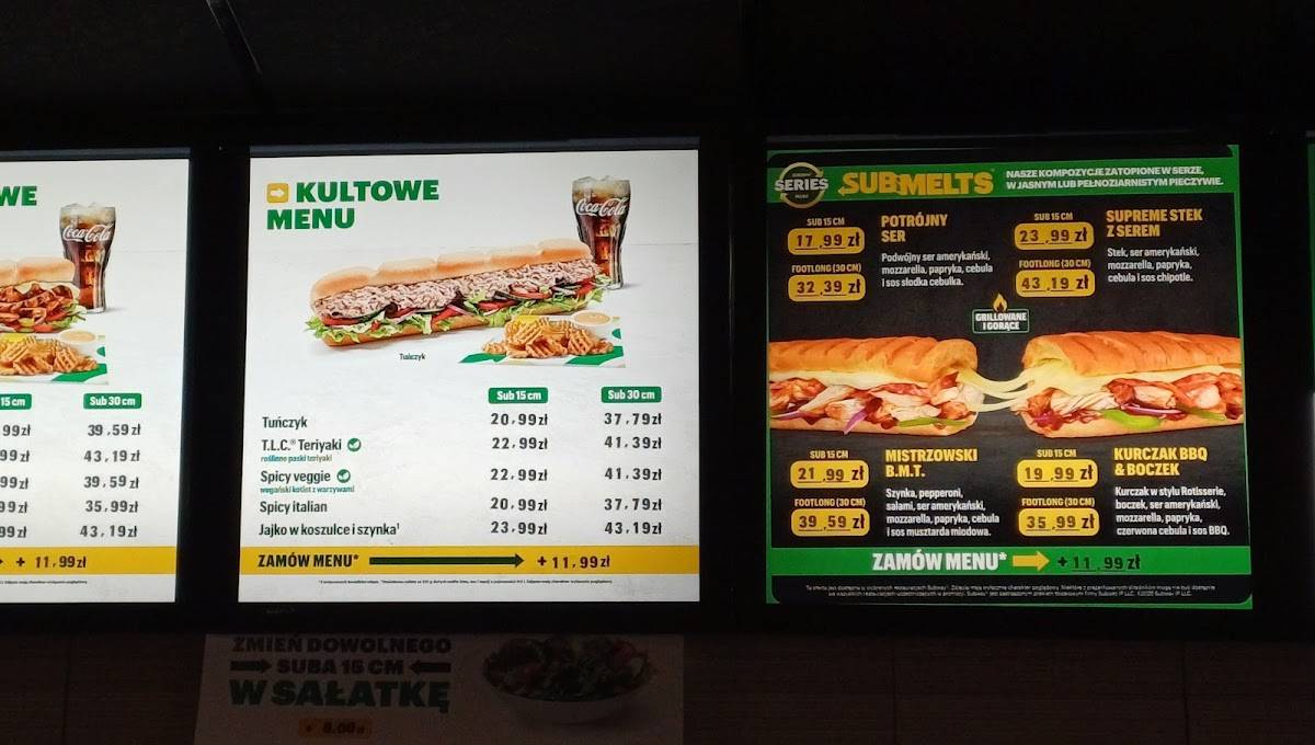 Subway меню