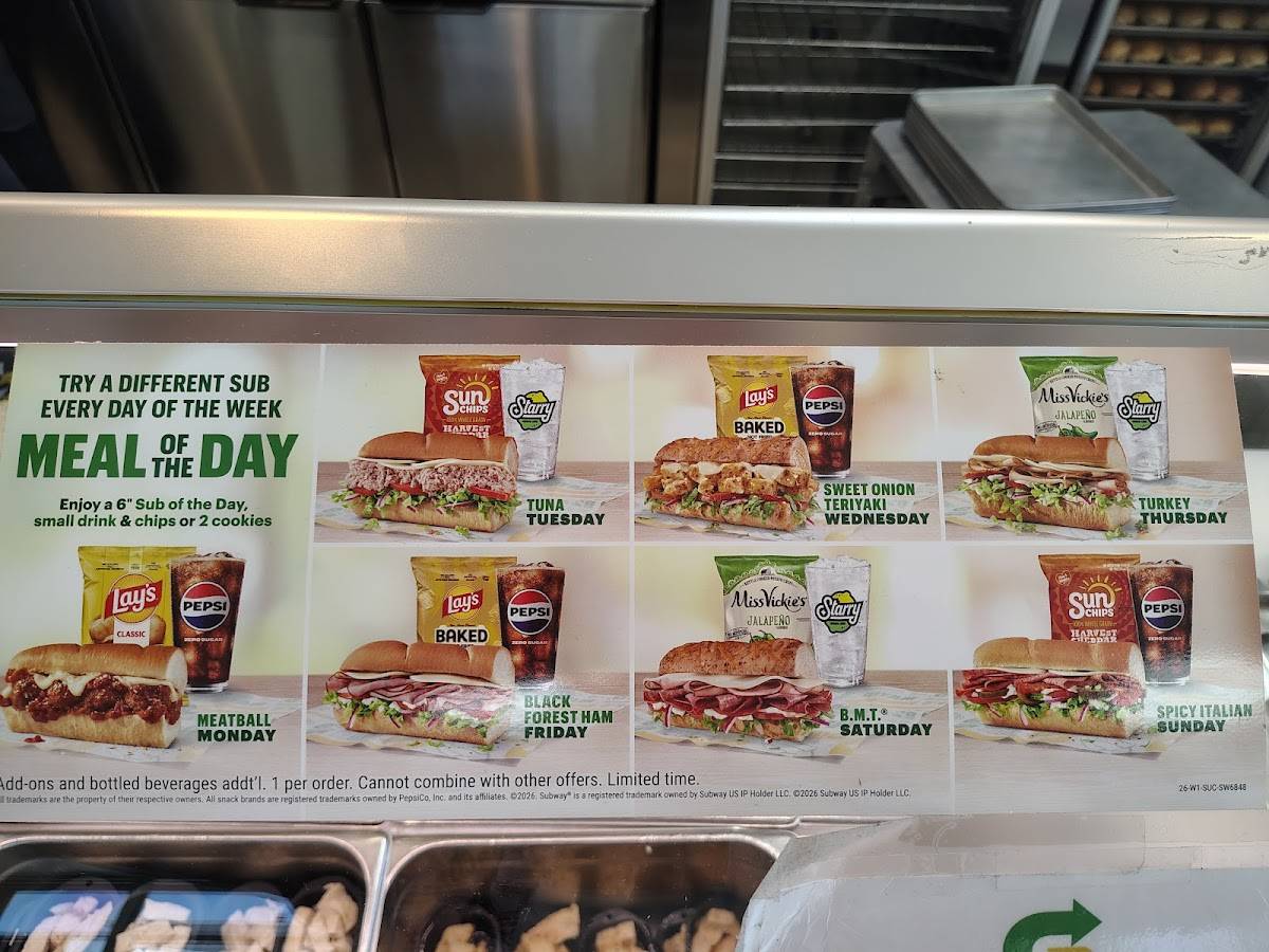 Subway меню
