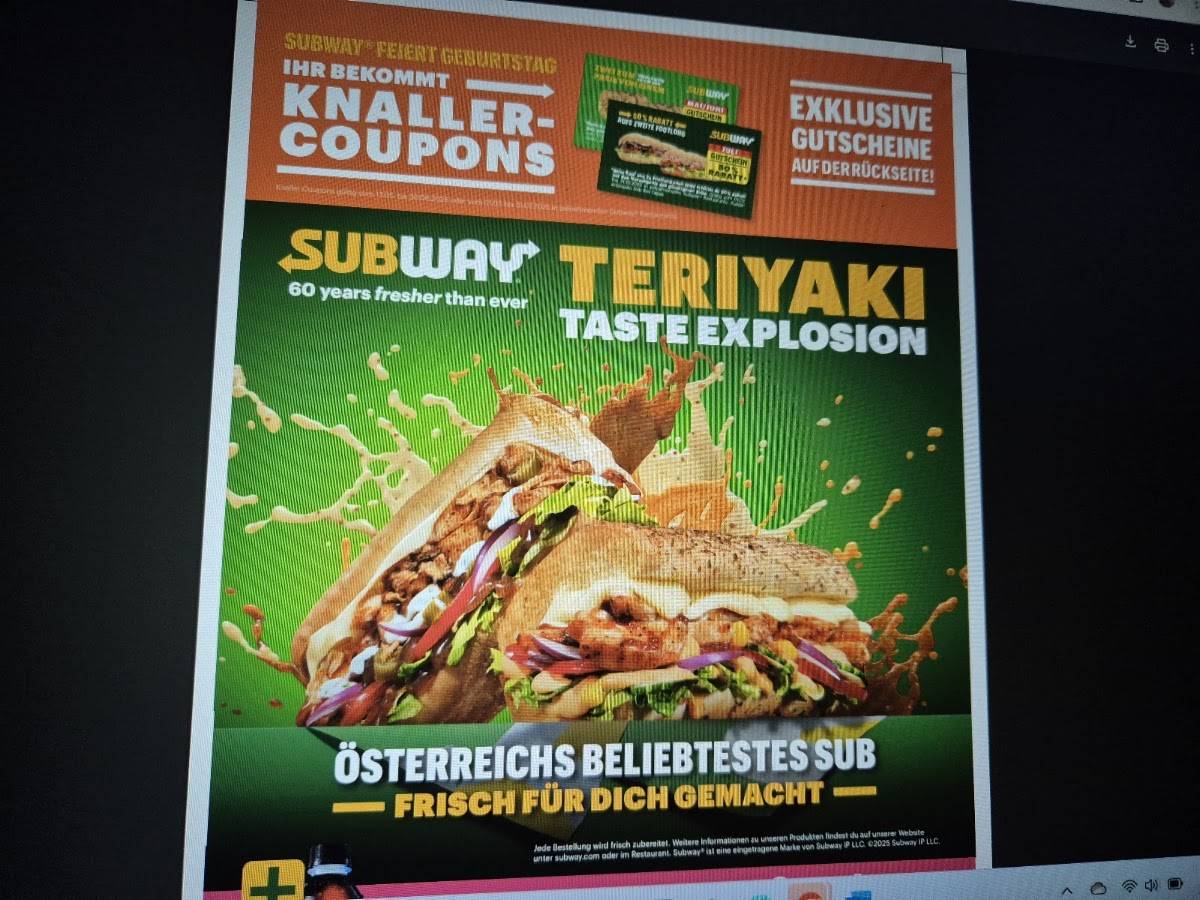 Subway меню