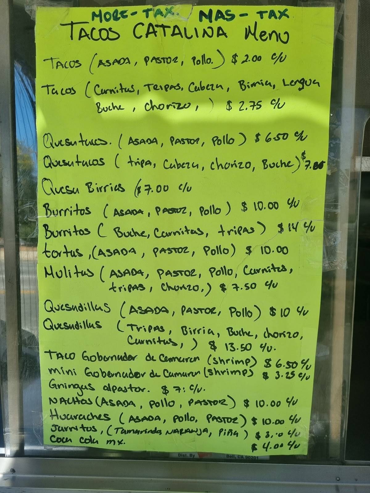 TACOS CATALINA меню