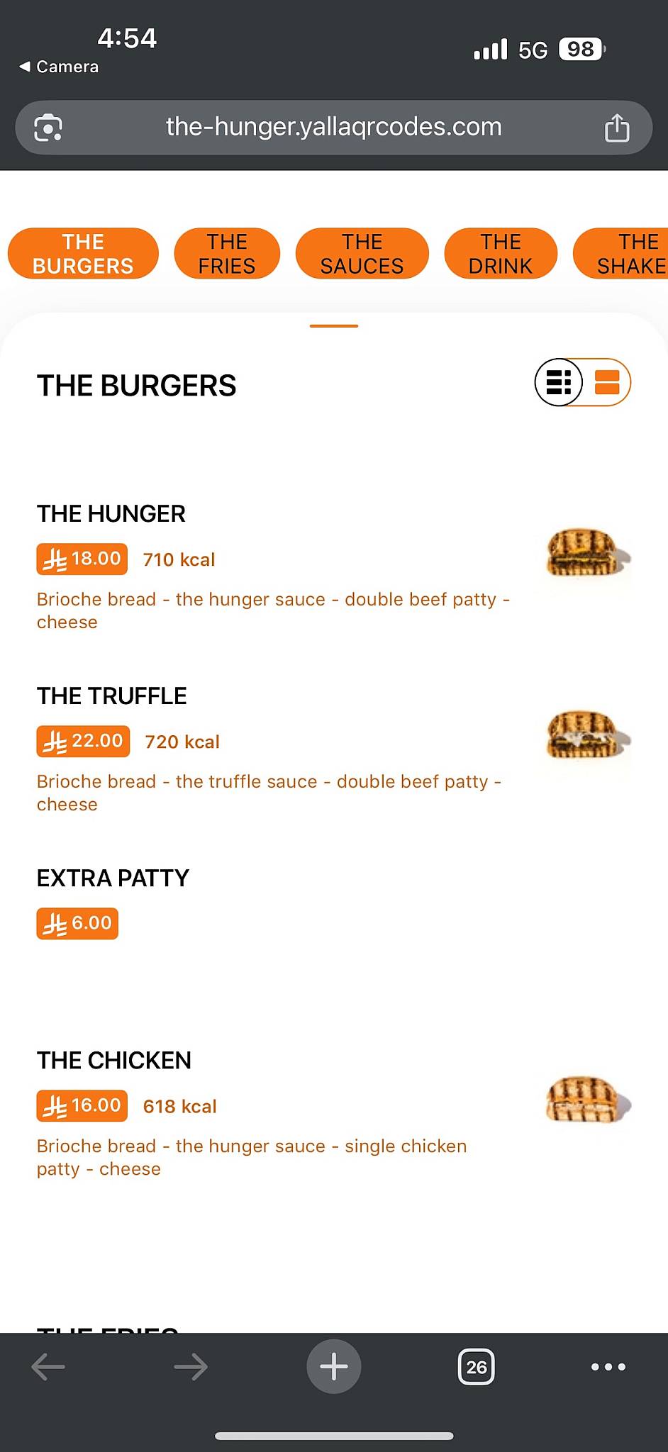 THE HUNGER меню