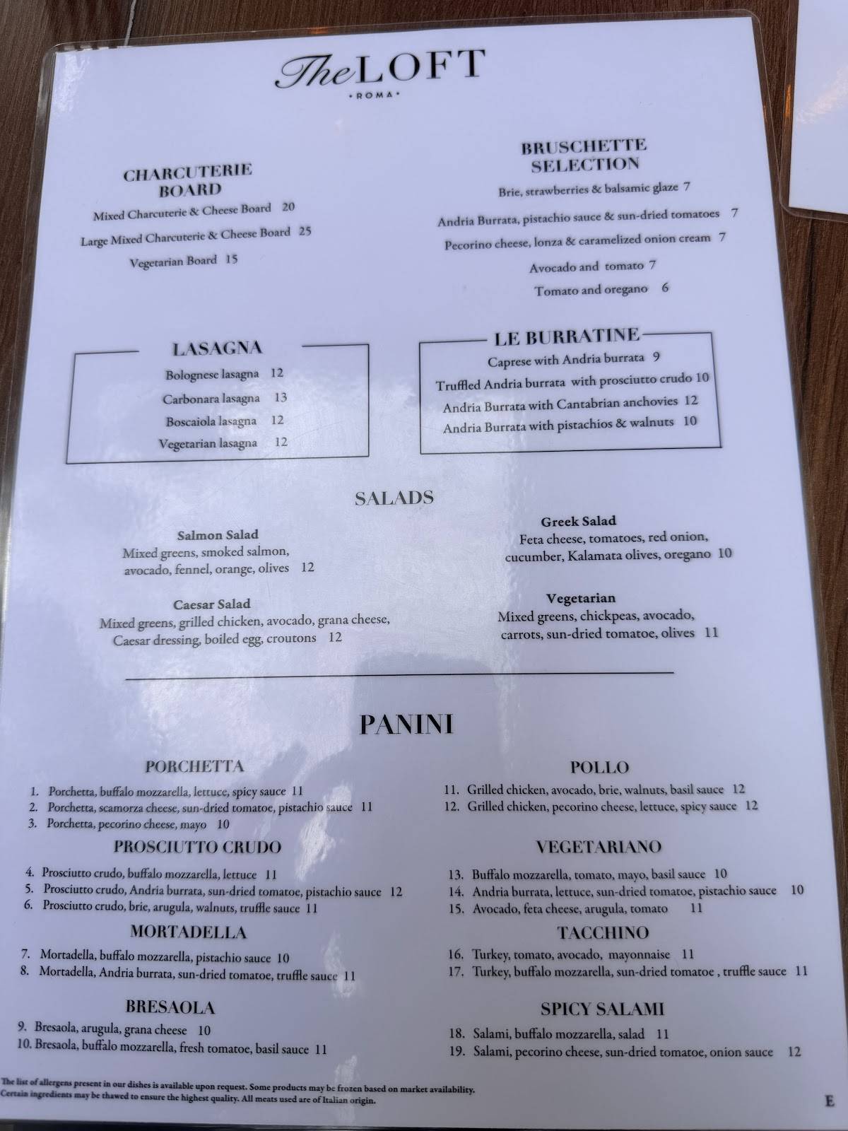 THE LOFT Colazione, Brunch & Pizza Dinner vicino San Pietro меню
