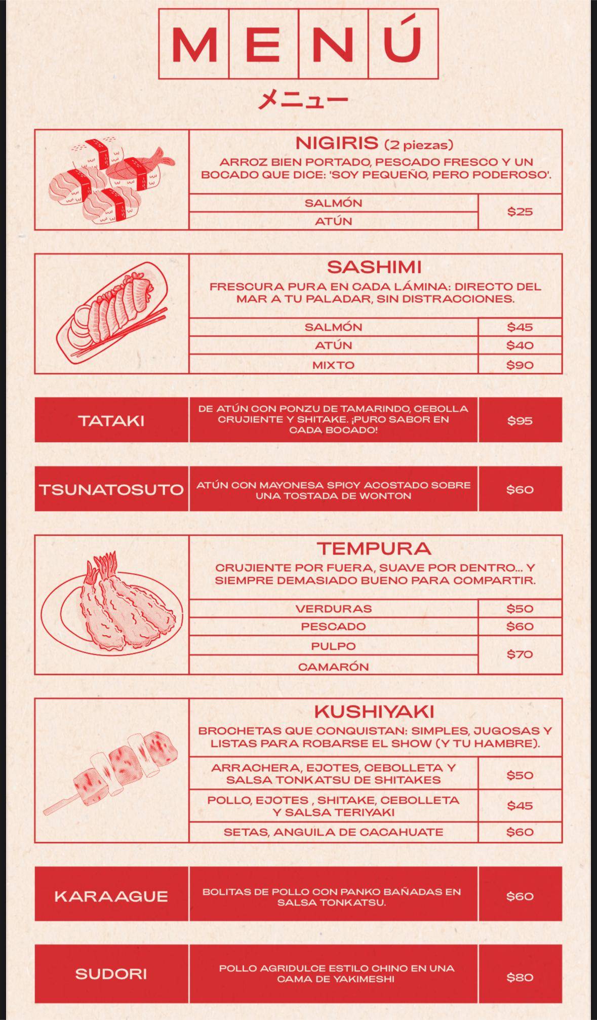Taberna Japonesa меню