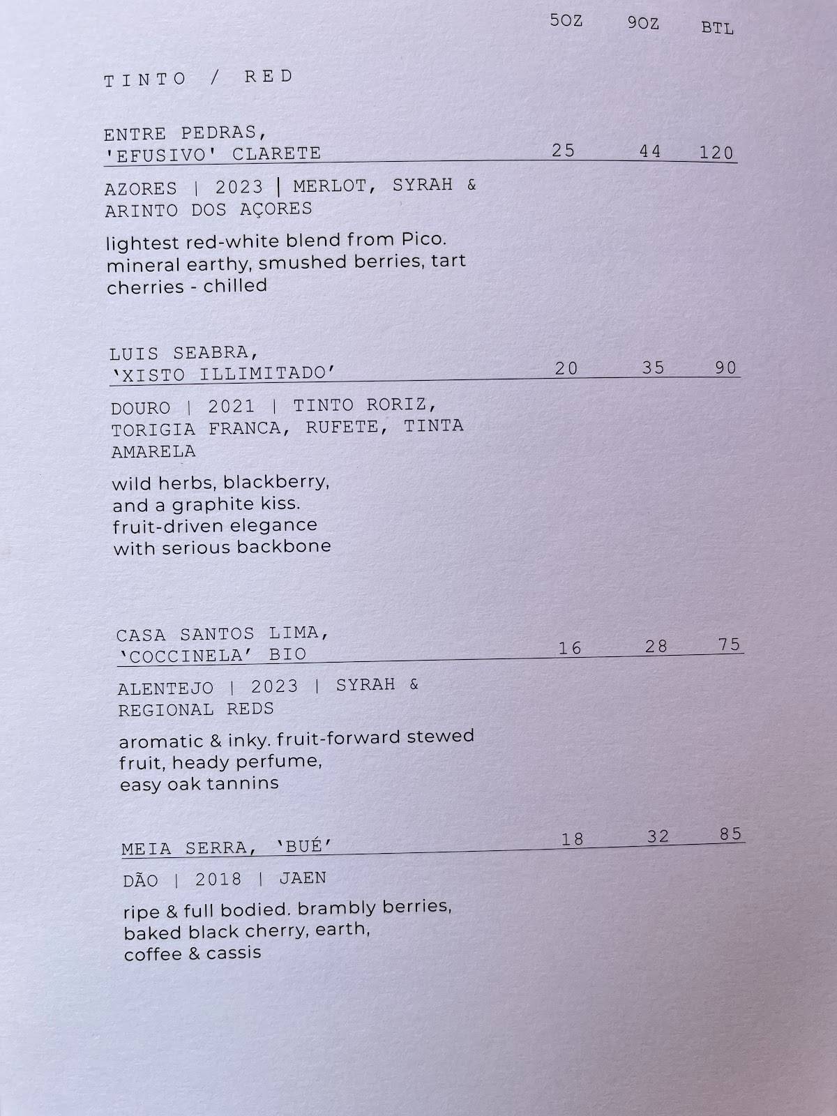 Taberna LX меню