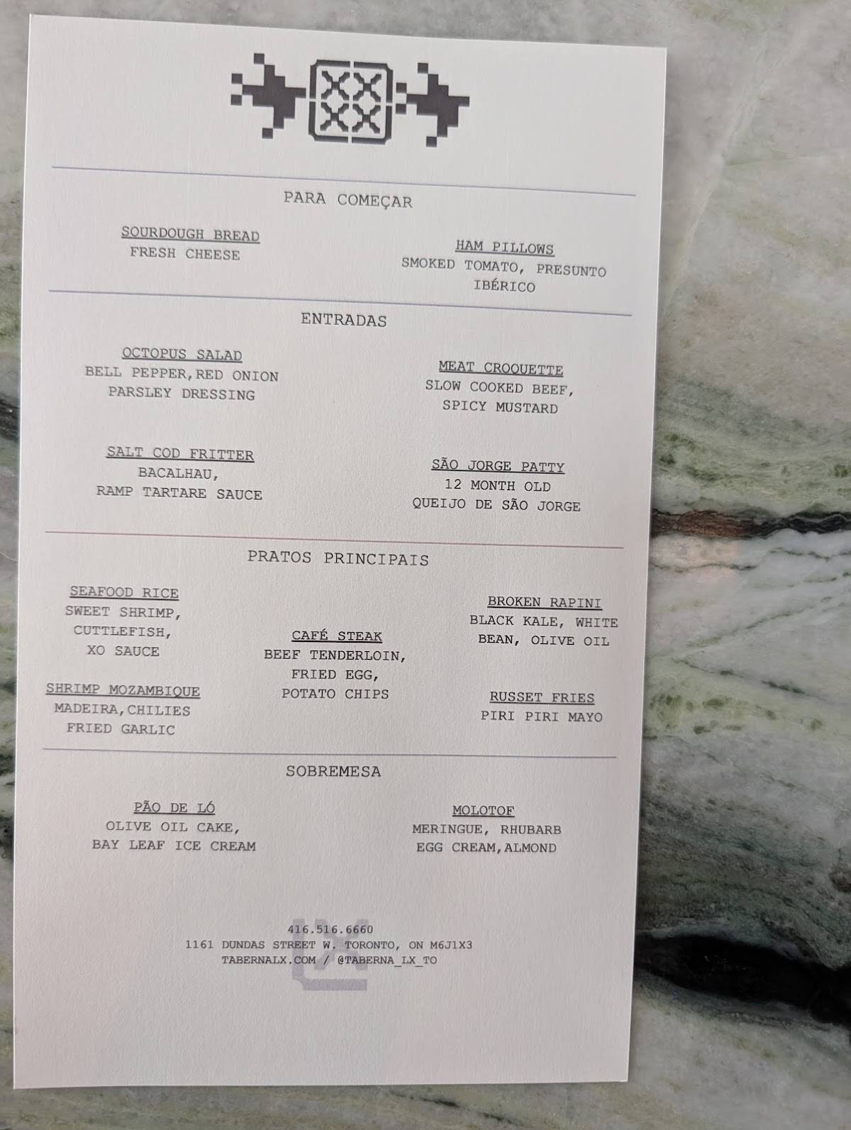 Taberna LX меню
