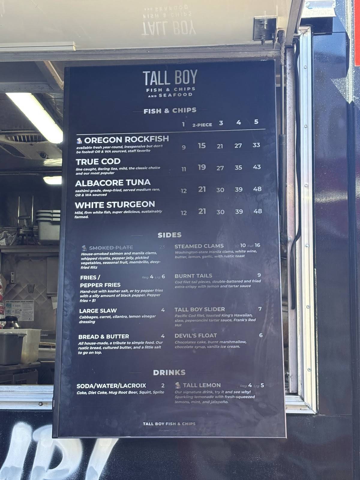 Tall Boy Fish & Chips and Seafood меню