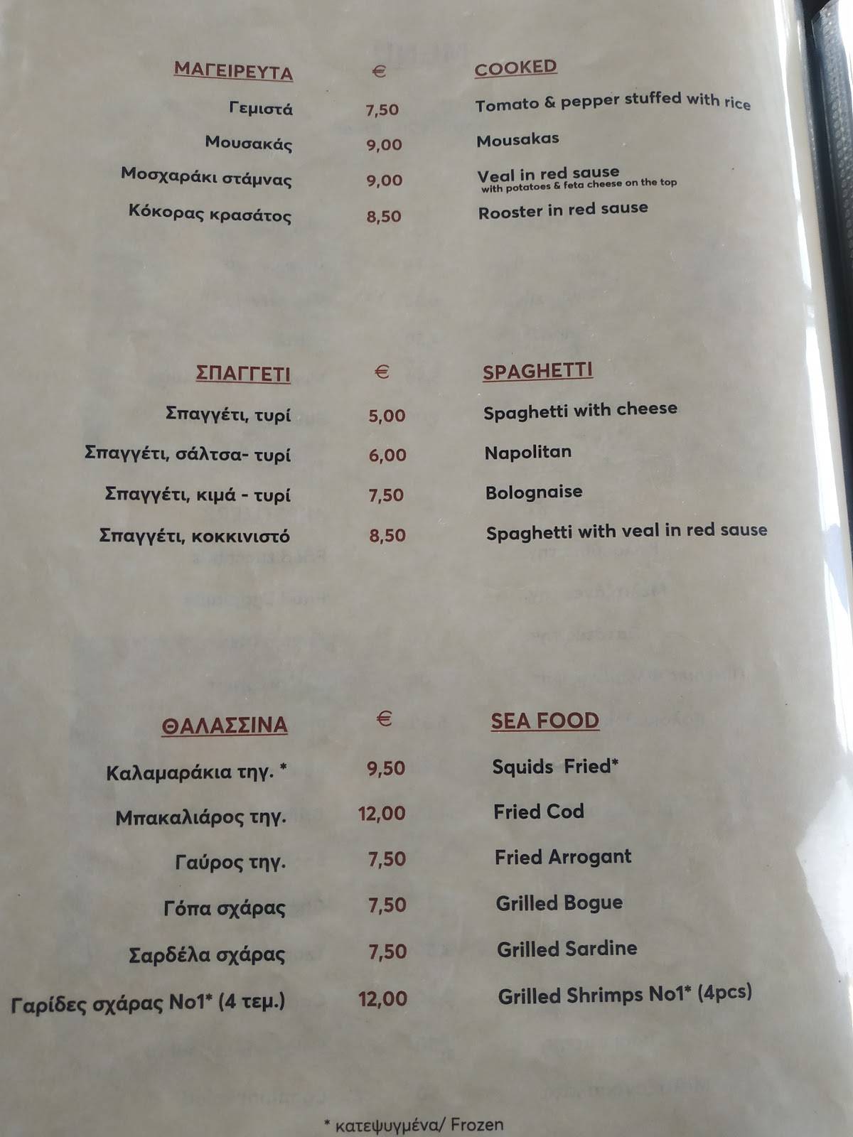 Tavern Mitsos меню