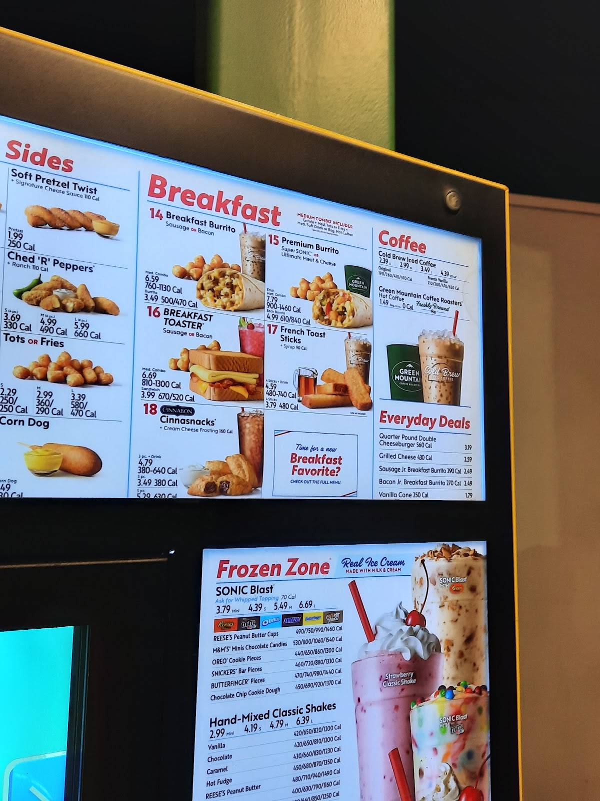 Sonic Drive-In меню