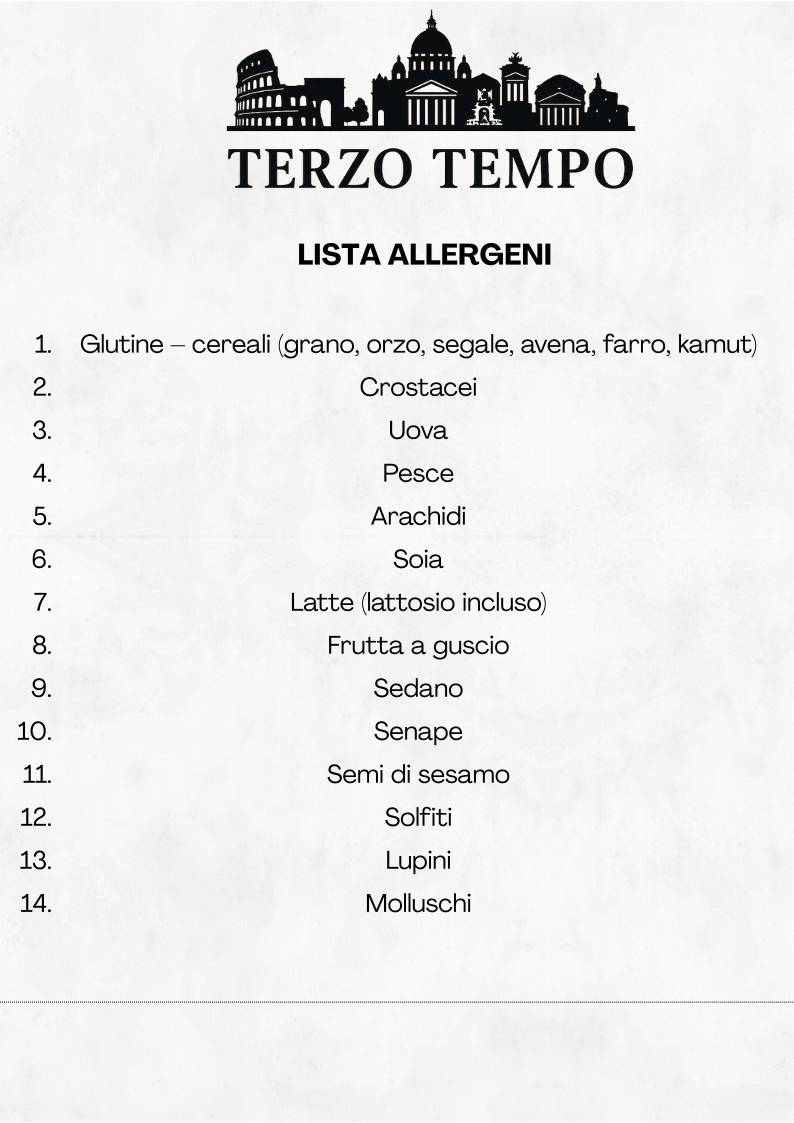 Terzo Tempo меню