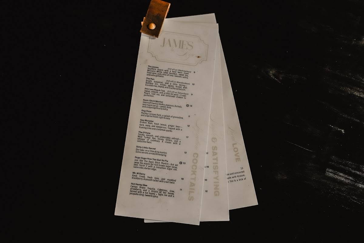 The James & Rye меню