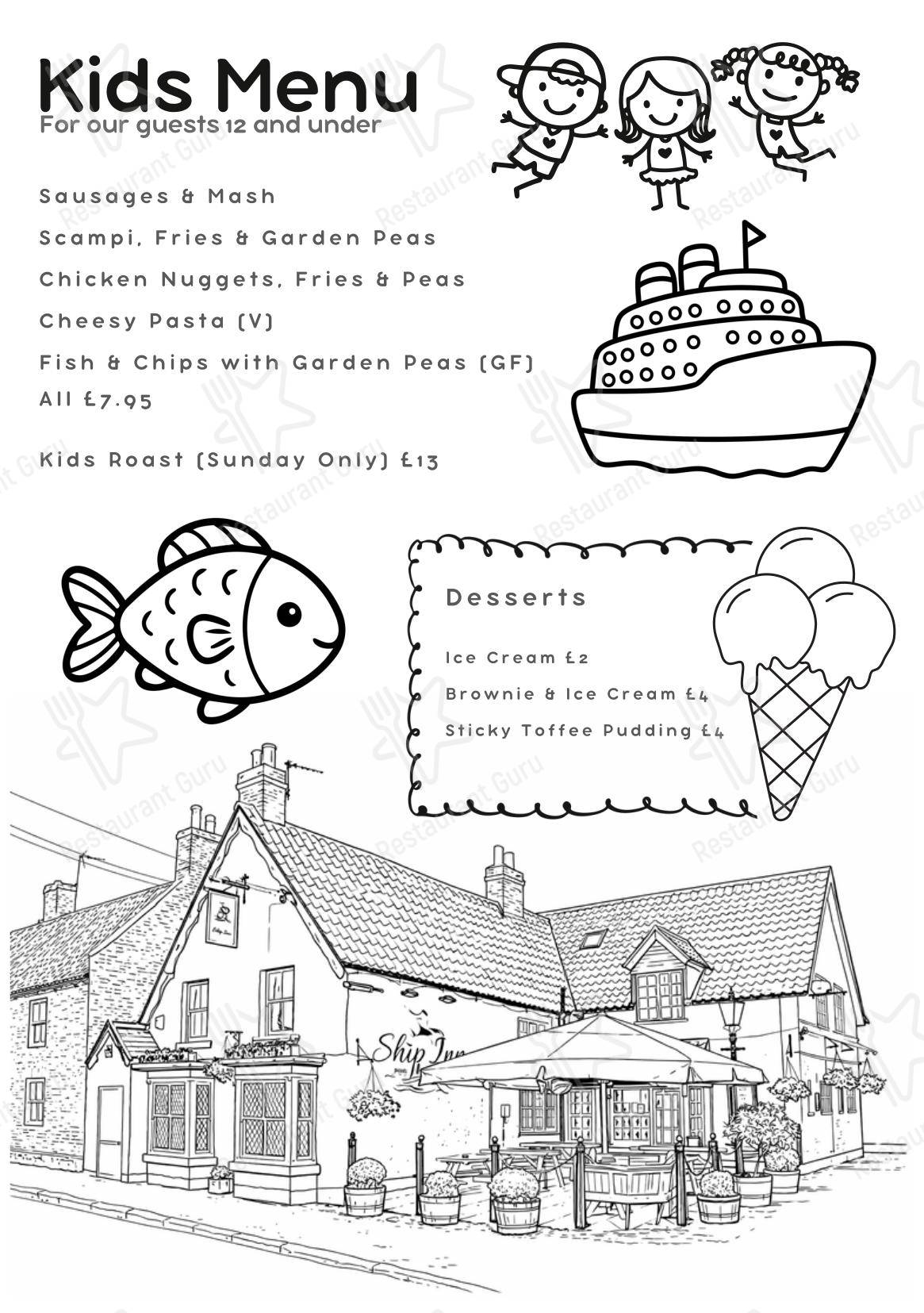 The Ship Inn - Aldborough в Олдборо - Dinner Menu