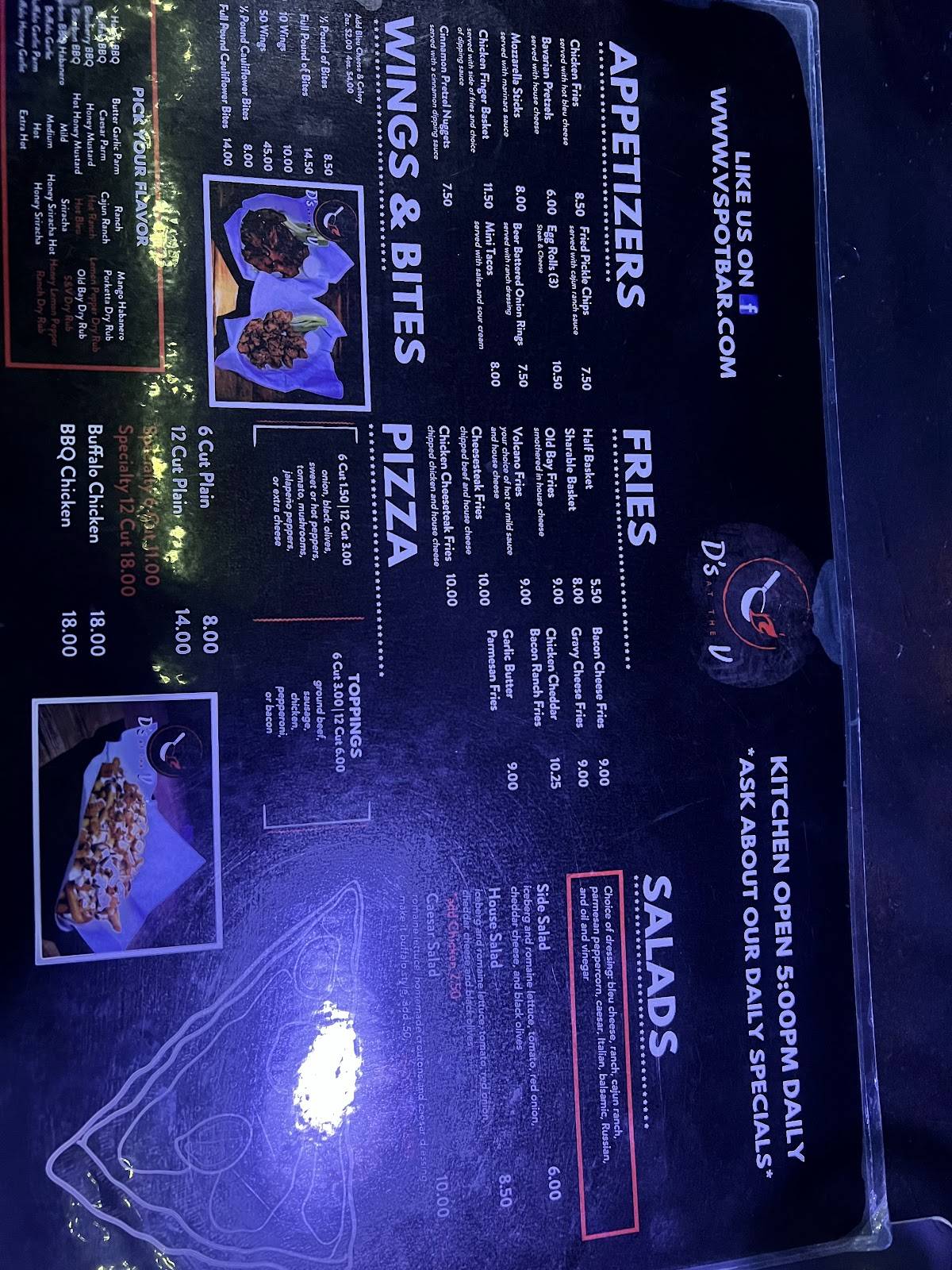 The V Spot Bar меню