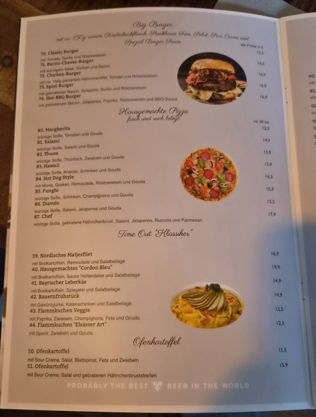 Time Out Sportsbar • Restaurant • Cocktails меню