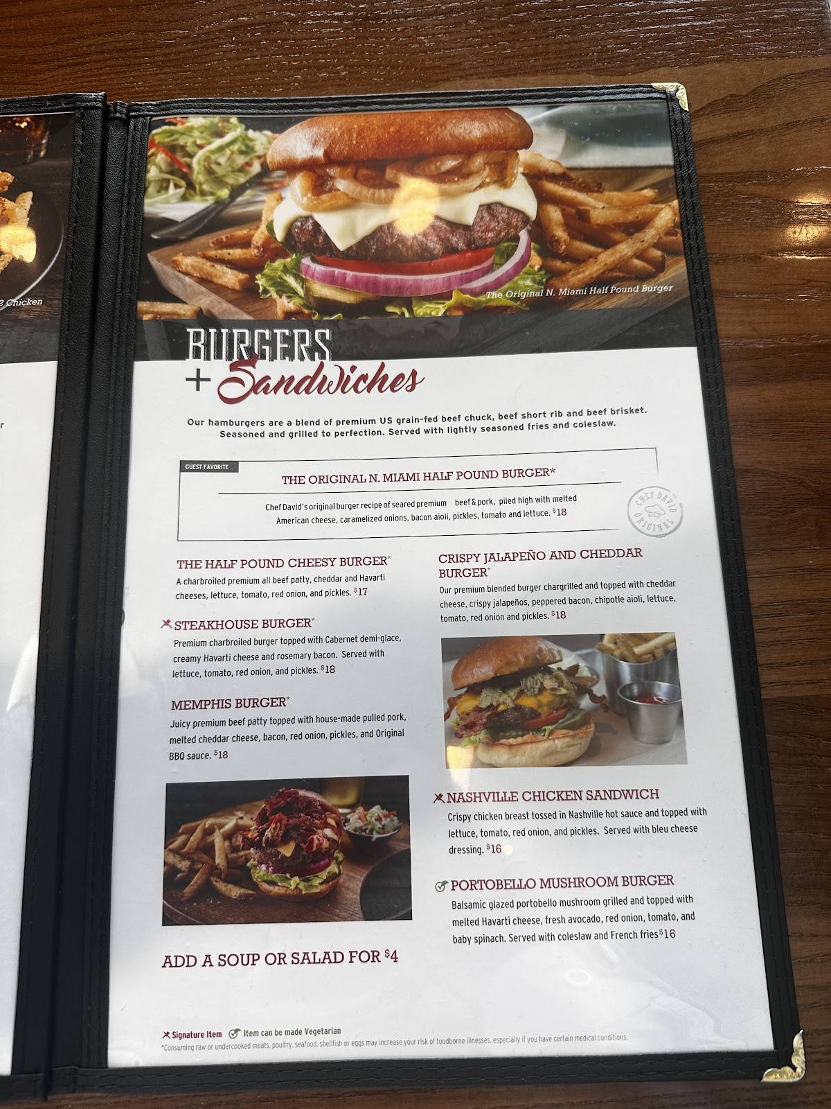 Tony Roma's меню