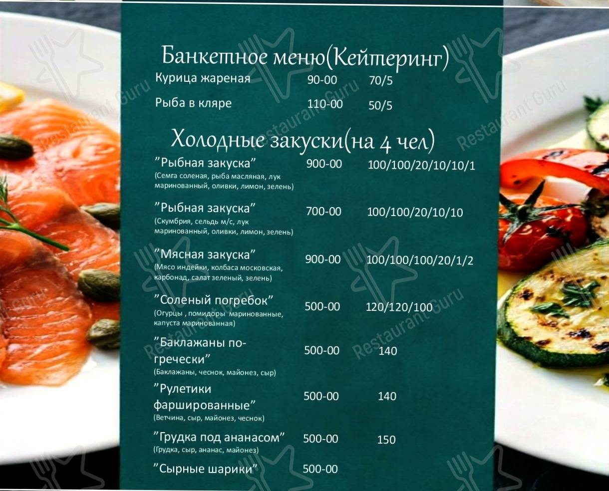 Меню для посетителей кафе Торнадо