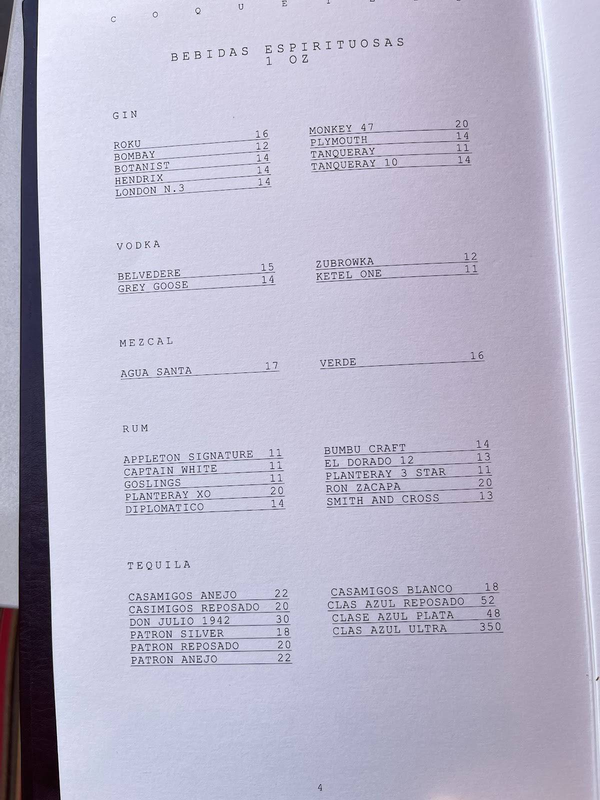 Taberna LX меню