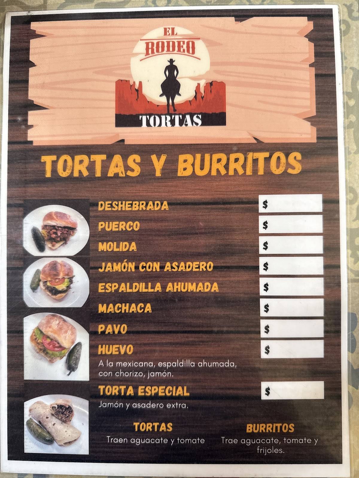 Tortas el rodeo меню