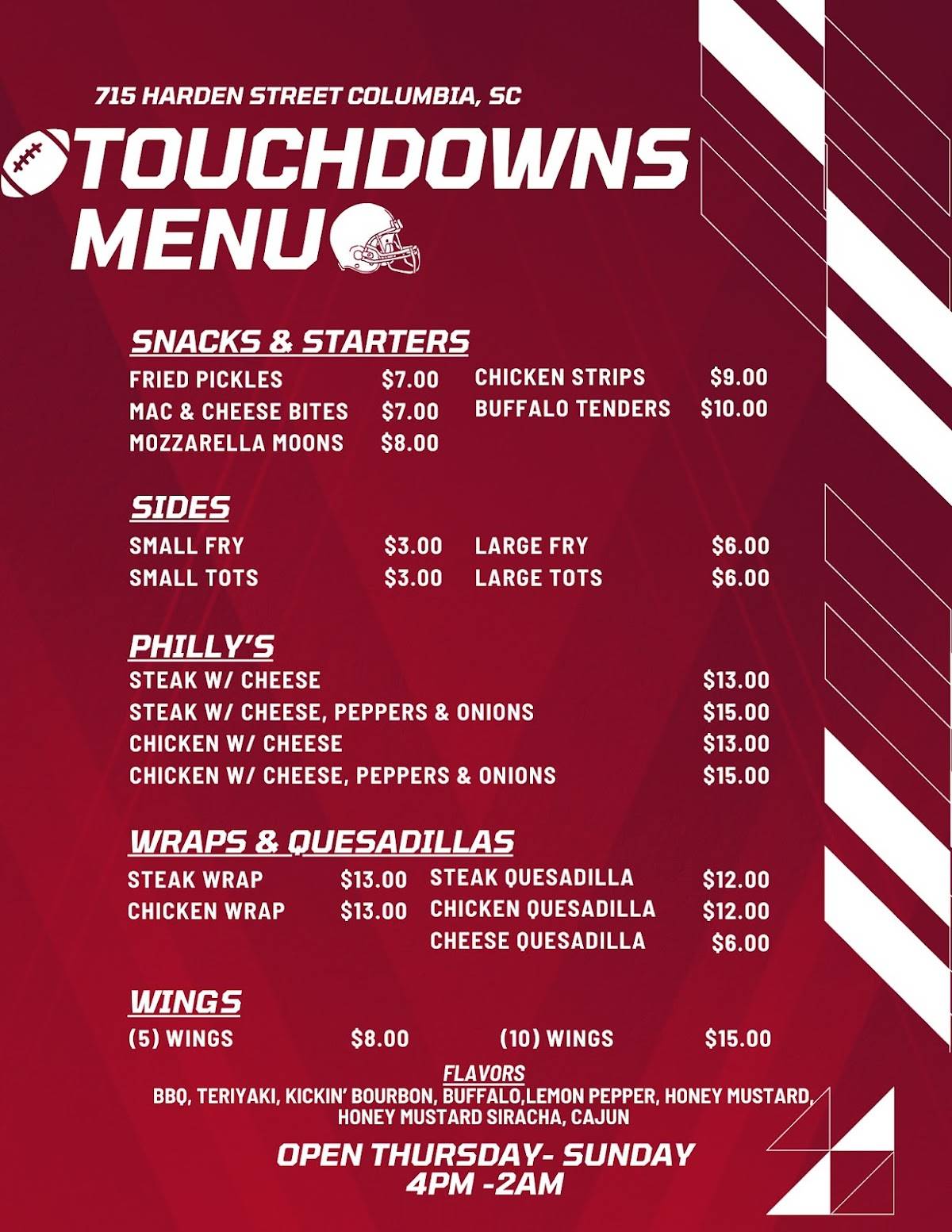Touchdowns меню