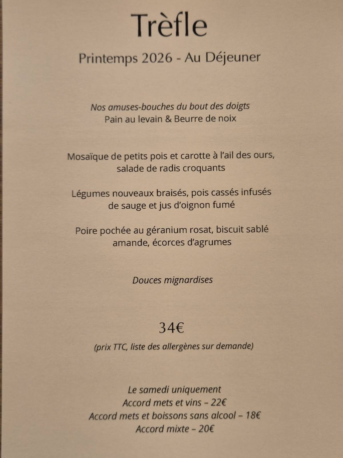 Trèfle меню