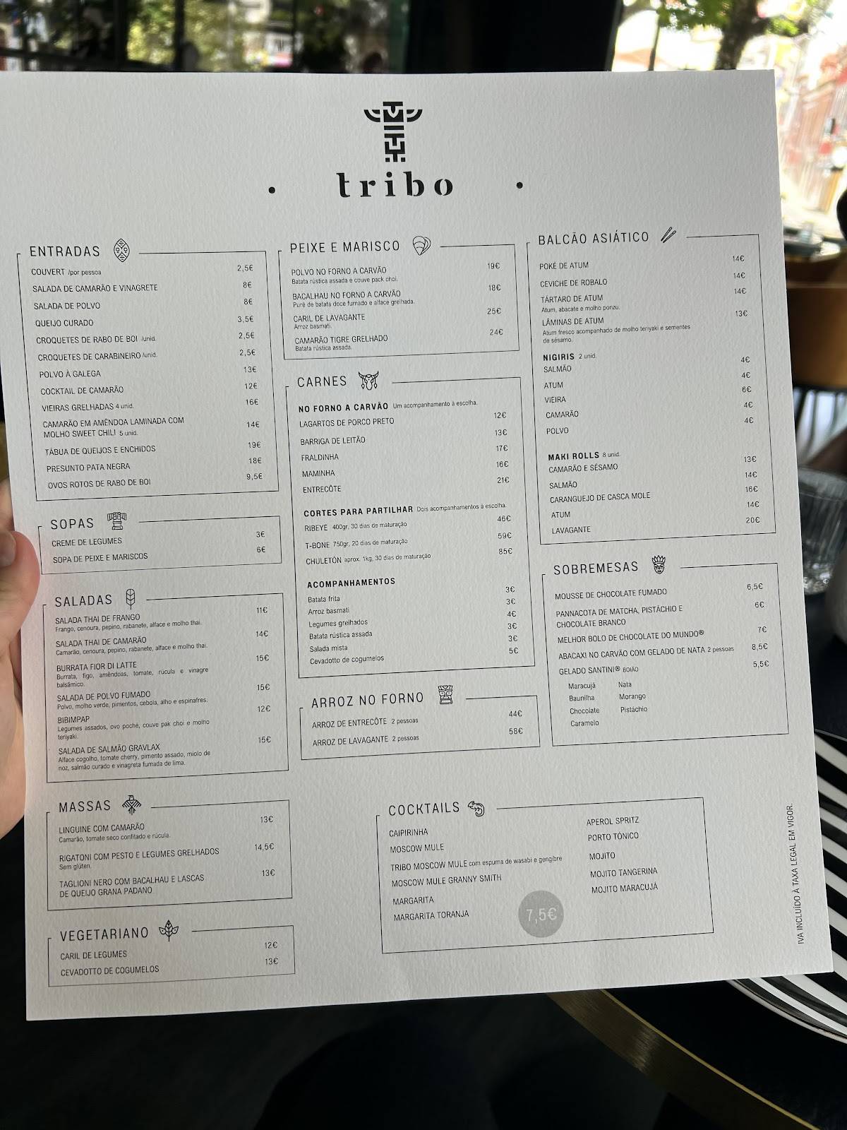 Tribo меню