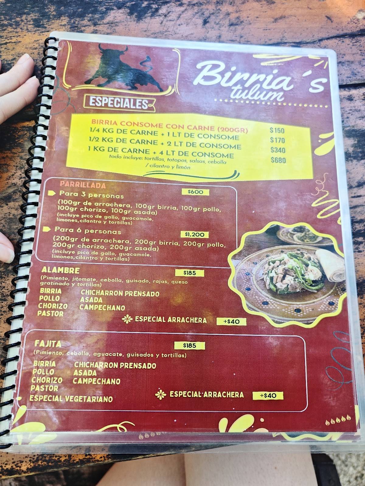 Birria меню