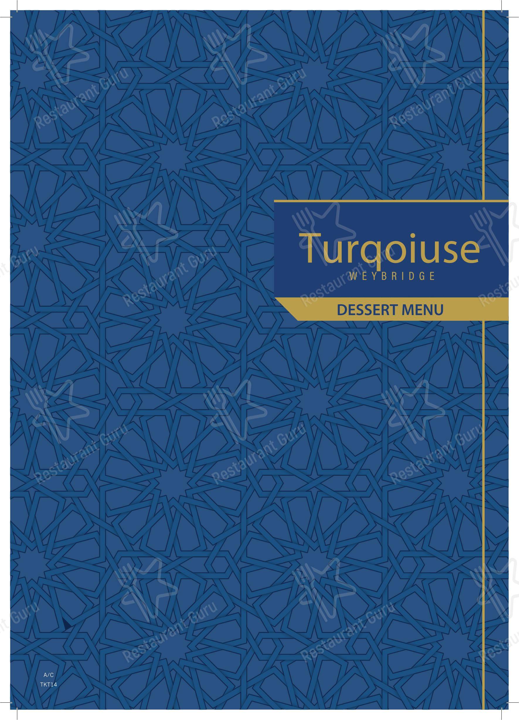 Dinner Menu ресторана Turquoise Weybridge в Вейбридже