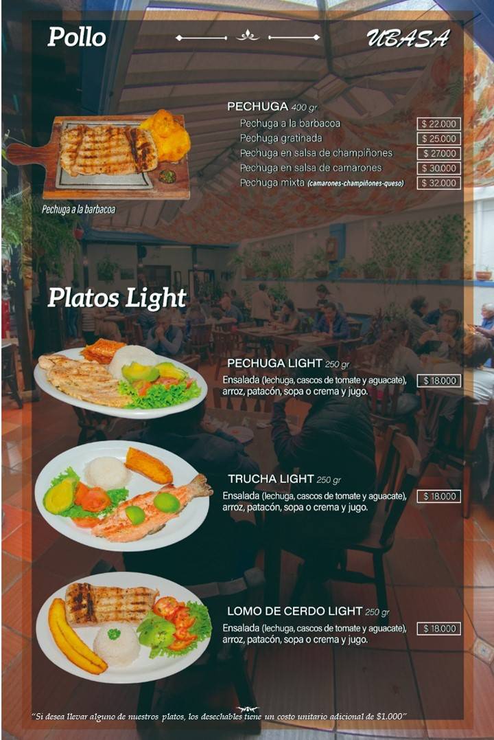 Ubasá Restaurante меню