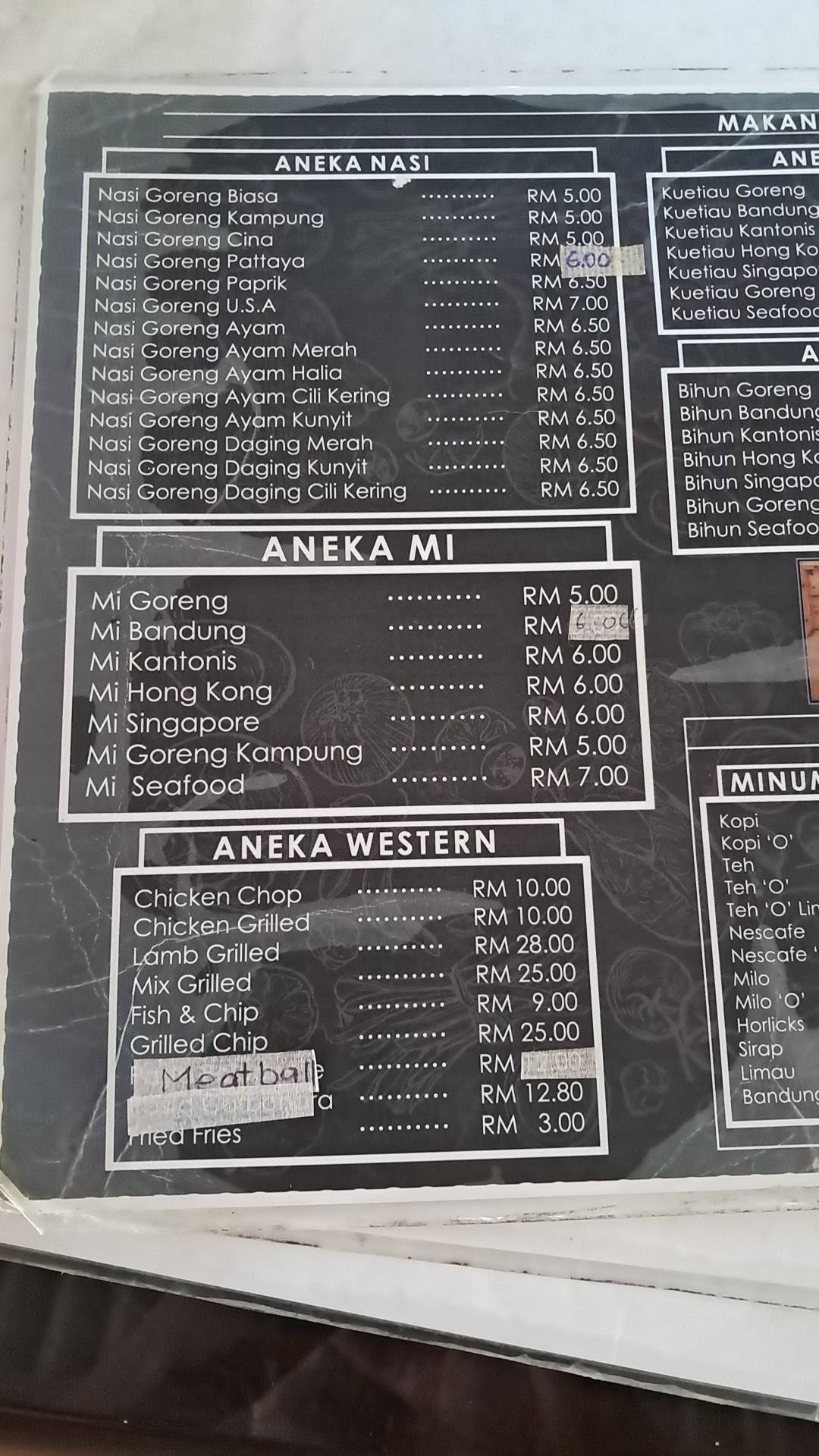 WARONG KOTA меню