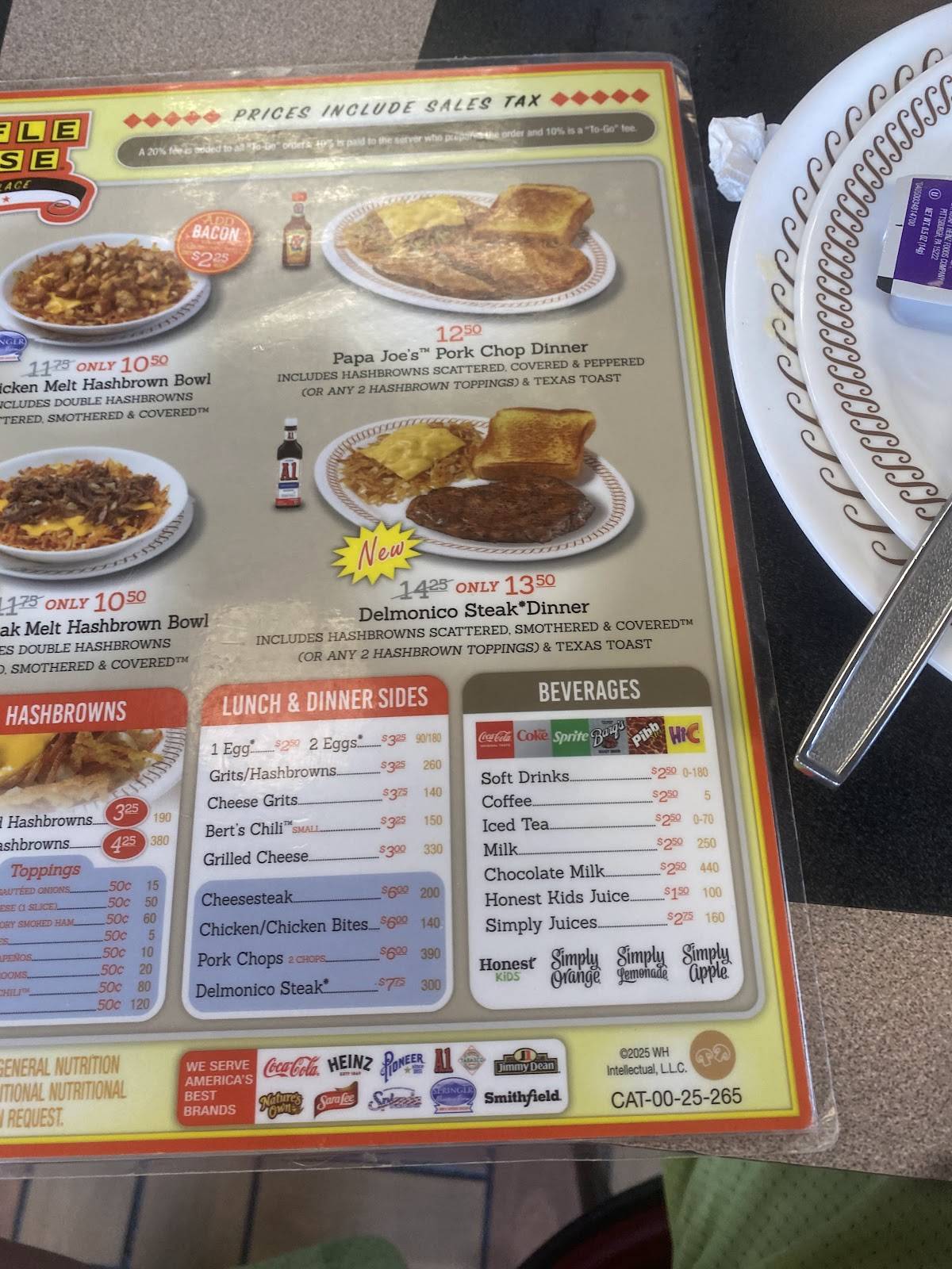 Waffle House меню