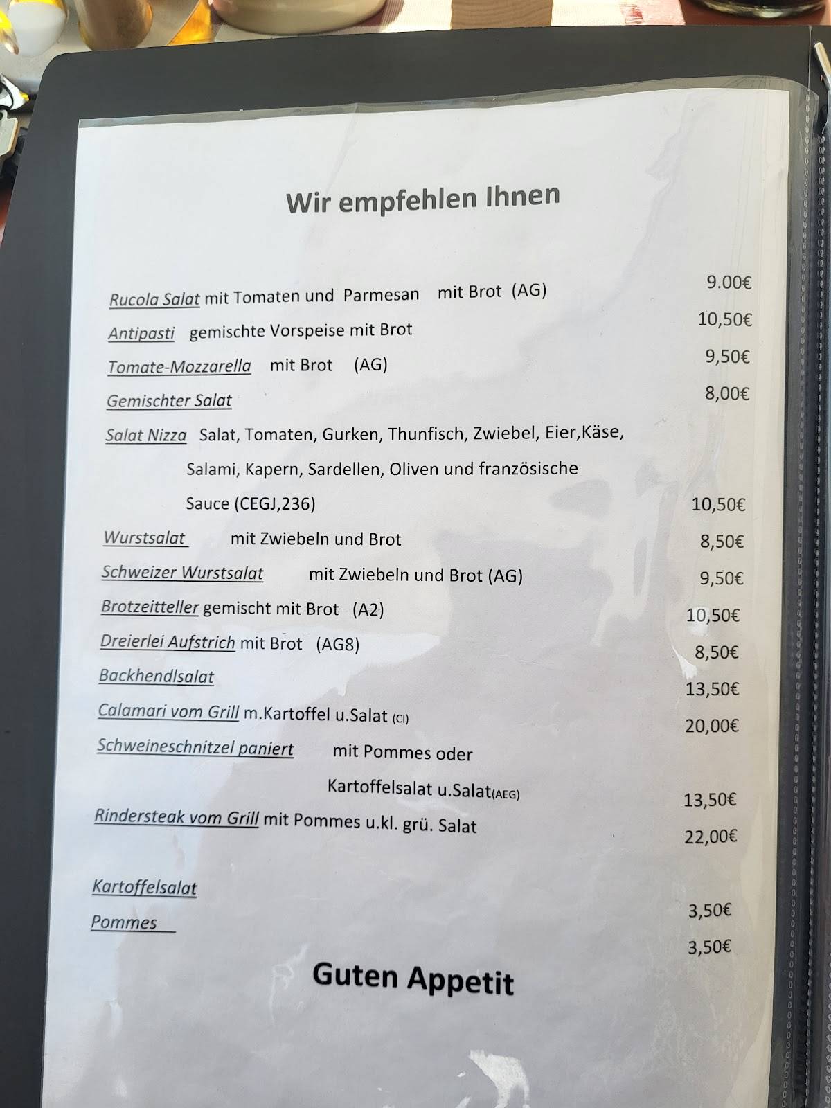 Weißmühle меню
