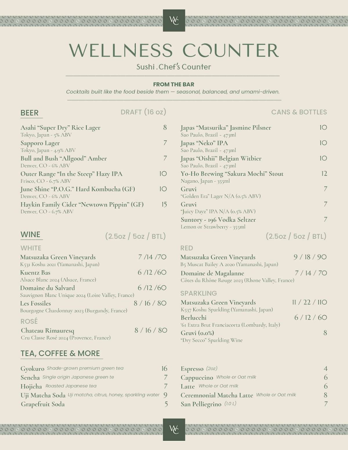 Wellness Counter меню