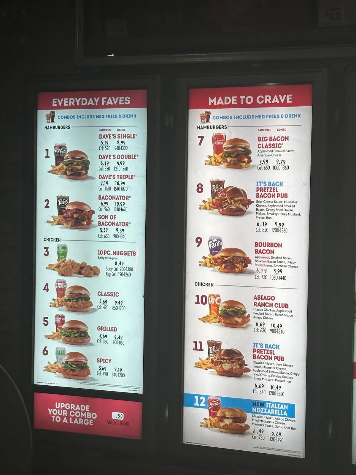 Wendy's меню