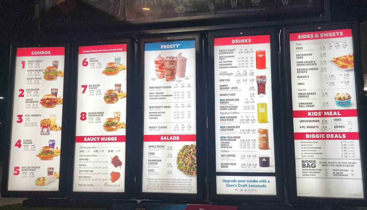 Wendy's меню