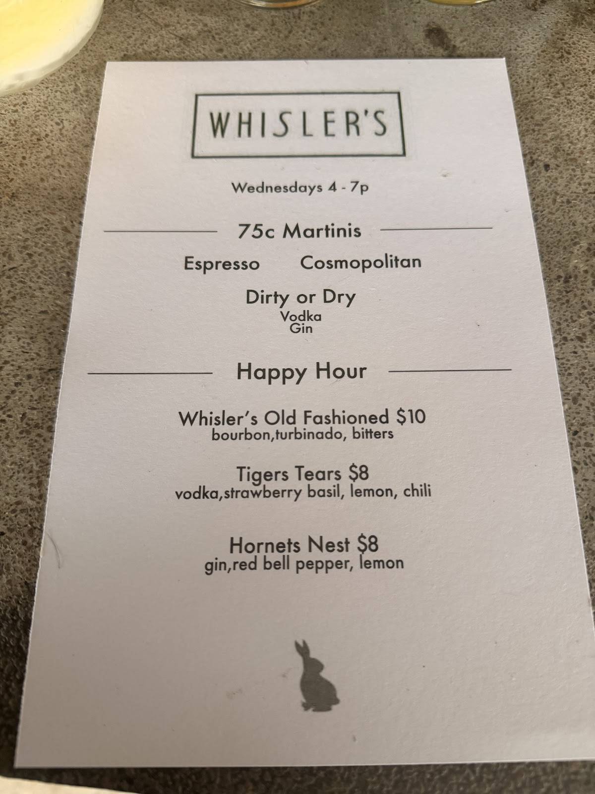 Whisler’s меню