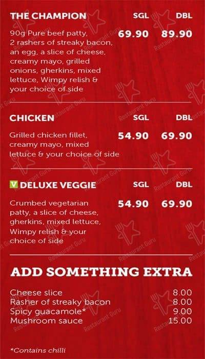 Wimpy Garden Route Mall меню