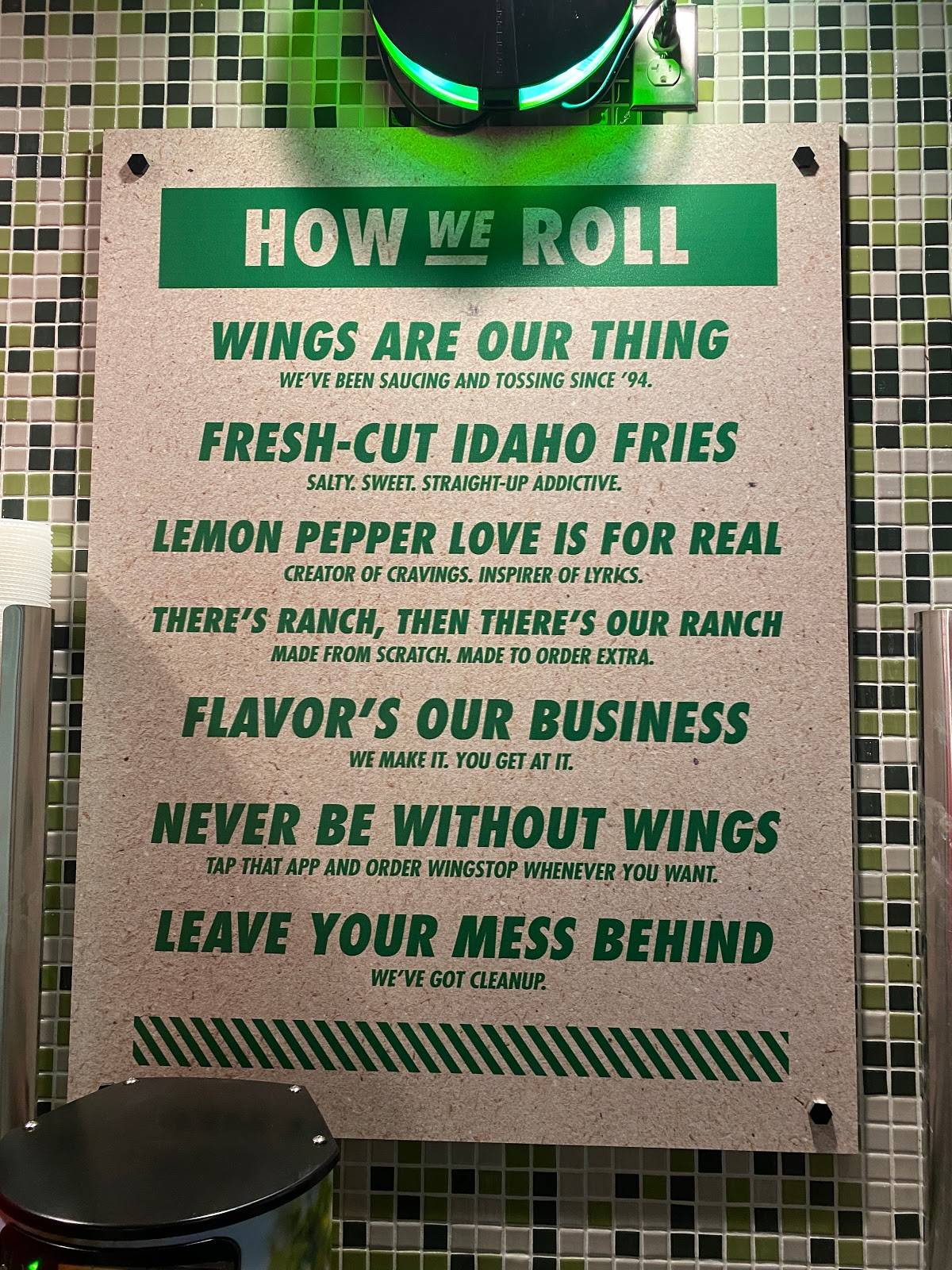Wingstop меню