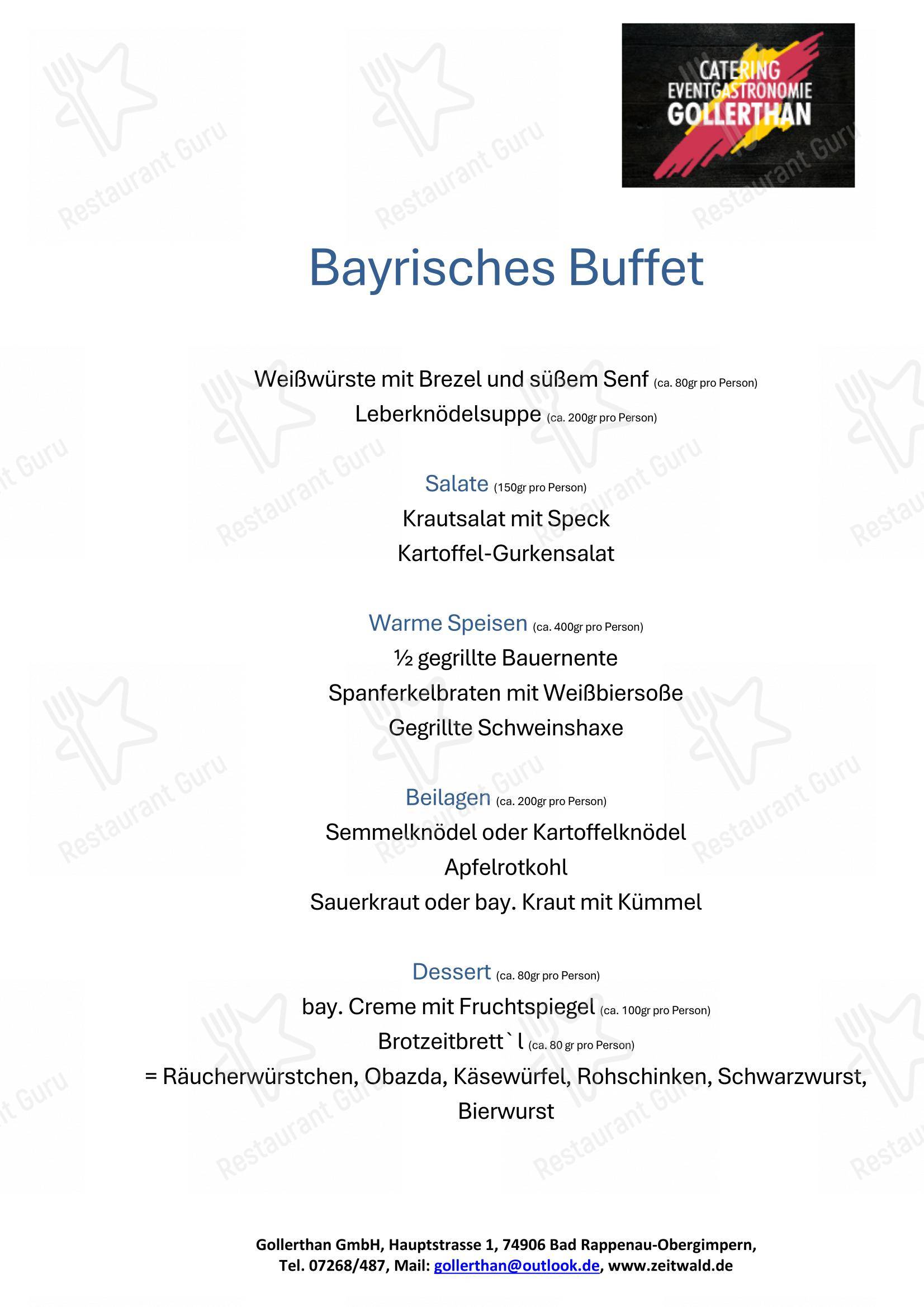 Меню напитков ресторана Zeitwald Bad Rappenau