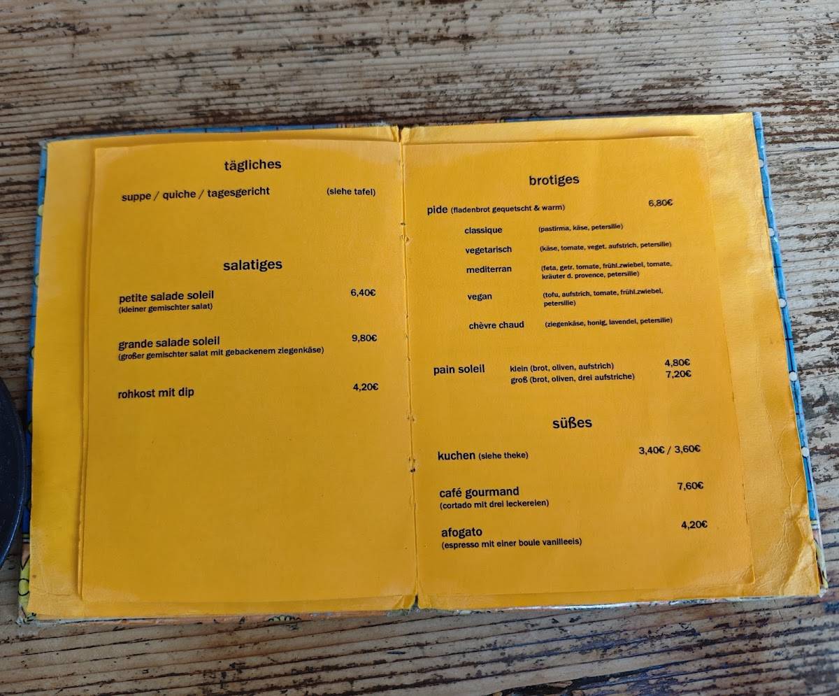 café soleil меню