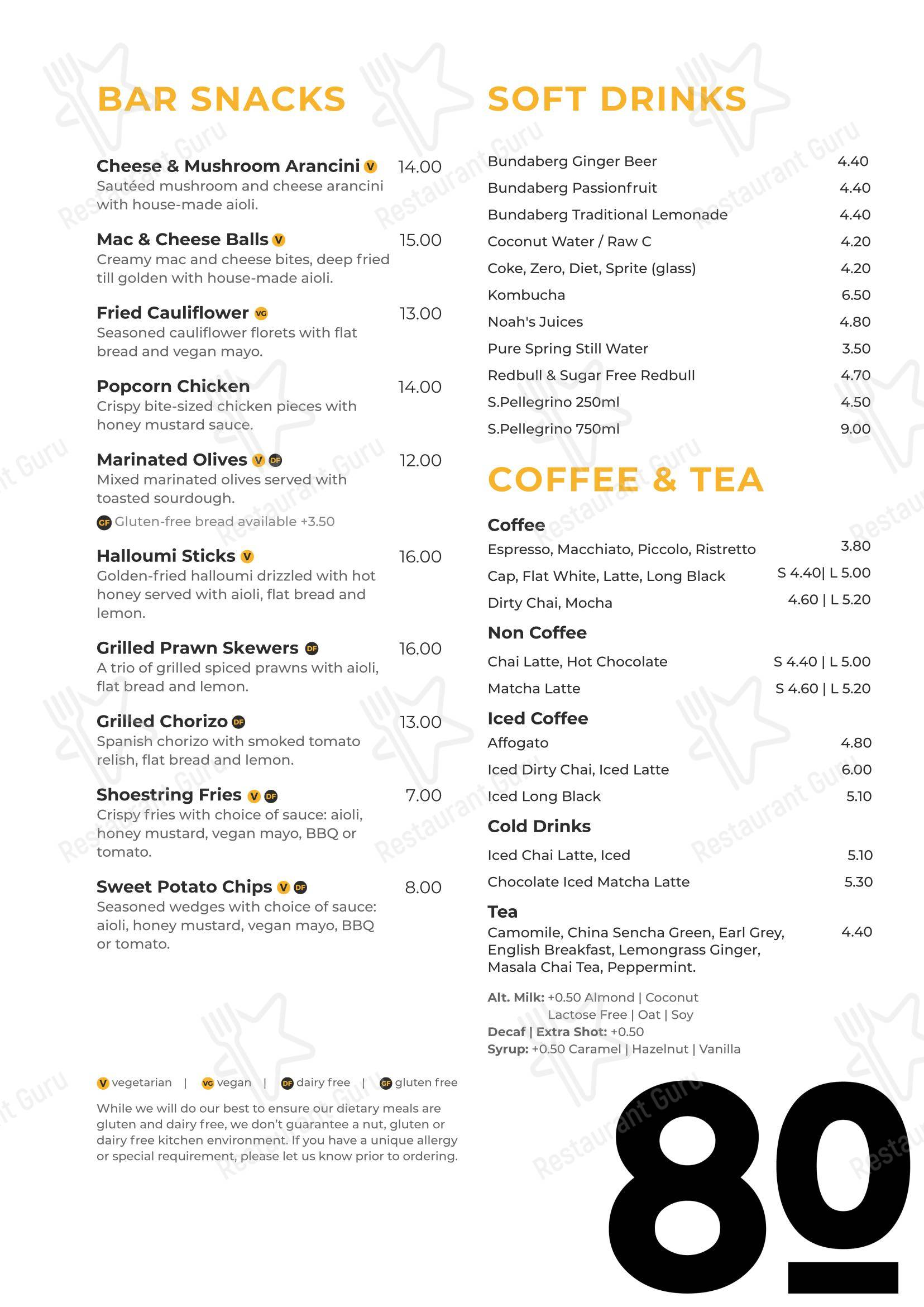 80 Bar & Cafe в Ултимо - Коктейльная карта